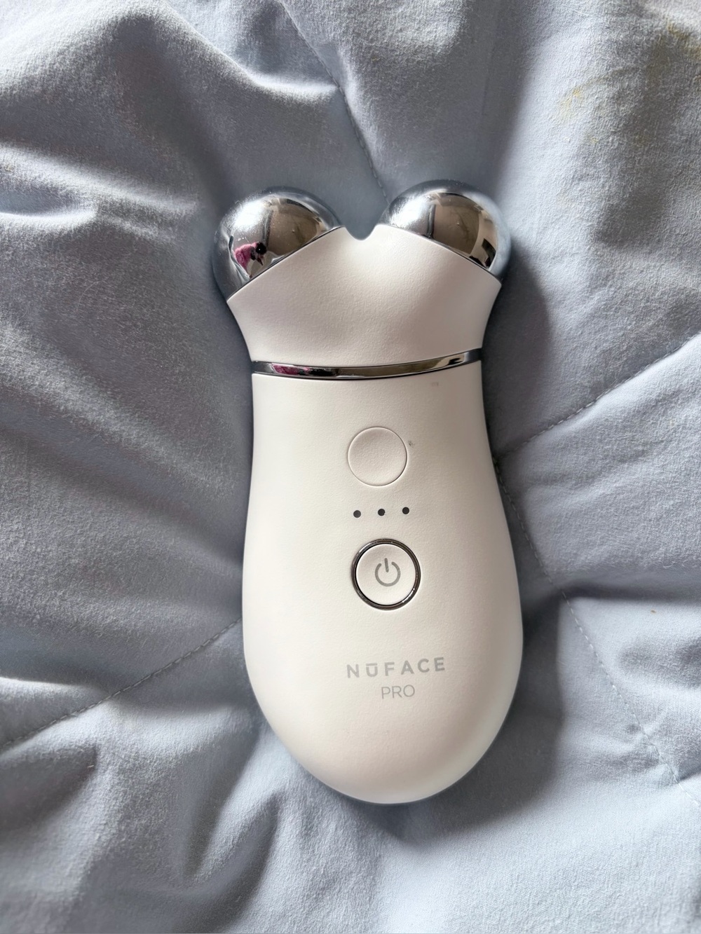 NuFace Pro White Facial Toning Device with Silver Accents